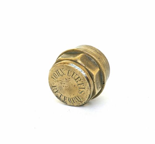ANTIQUE EARLY METALWARE SINGLE 19THC BRASS CART AXLE HUB CAP J CURTIS NOTTS - ADDITIONAL PHOTO 3