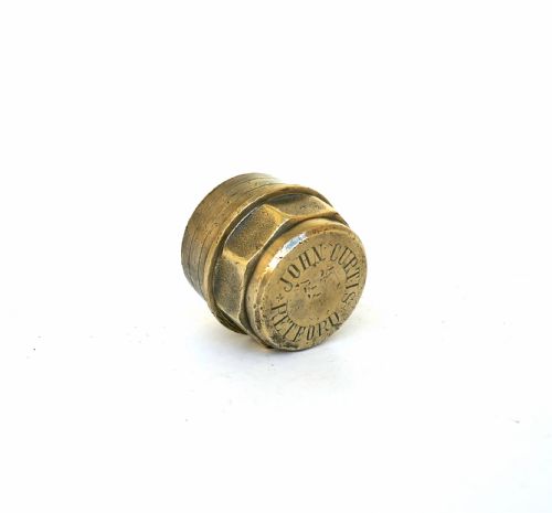 ANTIQUE EARLY METALWARE SINGLE 19THC BRASS CART AXLE HUB CAP J CURTIS NOTTS - ADDITIONAL PHOTO 4
