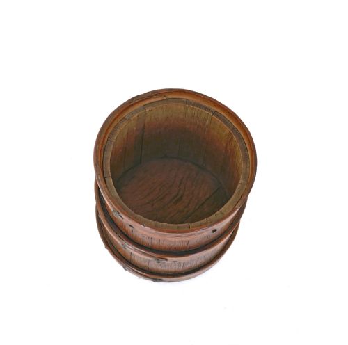 ANTIQUE KITCHENALIA 19THC STAVED OAK ASH BOUND LIDDED FLOUR BARREL ENGLISH C186080 - ADDITIONAL PHOTO 2