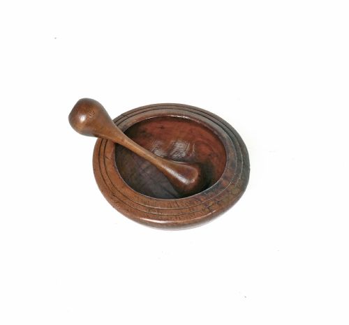 ANTIQUE EARLY TREEN 19THC FRUITWOOD SMALL PESTLE MORTAR FRENCH C182040 - ADDITIONAL PHOTO 1