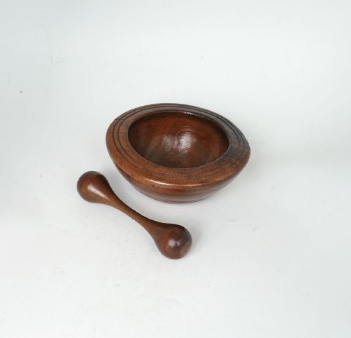 ANTIQUE EARLY TREEN 19THC FRUITWOOD SMALL PESTLE MORTAR FRENCH C182040 - ADDITIONAL PHOTO 2