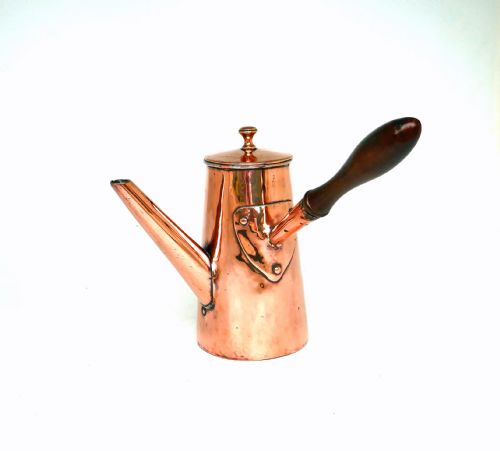 antique early metalware 18thc copper coffee pot with side handle english c177090 - CATEGORY: ANTIQUE METAL - DATED 18TH CENTURY