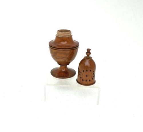 ANTIQUE TREEN EARLY 19THC ASH TURNED MUFFINEER WITH THISTLE SHAPED FINIAL ENGLISH C180020 - ADDITIONAL PHOTO 1