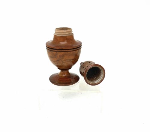 ANTIQUE TREEN EARLY 19THC ASH TURNED MUFFINEER WITH THISTLE SHAPED FINIAL ENGLISH C180020 - ADDITIONAL PHOTO 3