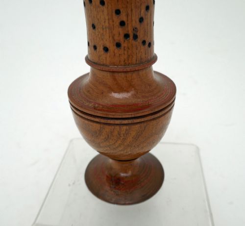 ANTIQUE TREEN EARLY 19THC ASH TURNED MUFFINEER WITH THISTLE SHAPED FINIAL ENGLISH C180020 - ADDITIONAL PHOTO 5