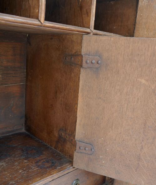 ANTIQUE EARLY OAK FURNITURE 18THC JOYNED DEEDS CUPBOARD ENGLISH C174060 - ADDITIONAL PHOTO 3