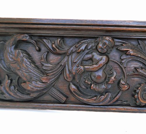 ANTIQUE EARLY CARVINGS 17THC DRAWER FRONT DECORATED WITH HIPPOCAMPI FLEMISH C166080 - ADDITIONAL PHOTO 1
