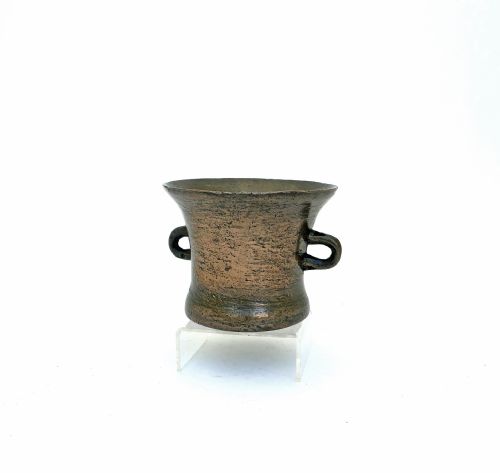 antique early metalware 17thc single bronze two handled mortar english c164060 - CATEGORY: ANTIQUE METAL - DATED 17TH CENTURY