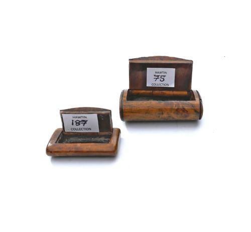 ANTIQUE TREEN TWO 19THC BURR BIRCH TORTOISESHELL SMALL SNUFF BOXES ENGLISH C180020 - ADDITIONAL PHOTO 3