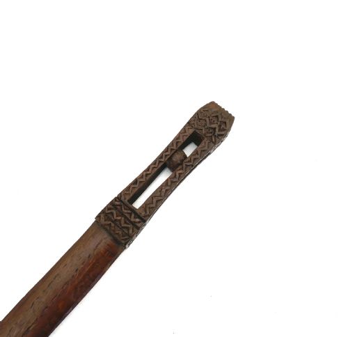 ANTIQUE TREEN 19THC FRUITWOOD CHIP CARVED PAGE TURNER ENGLISH WELSH DATED 1887 - ADDITIONAL PHOTO 2