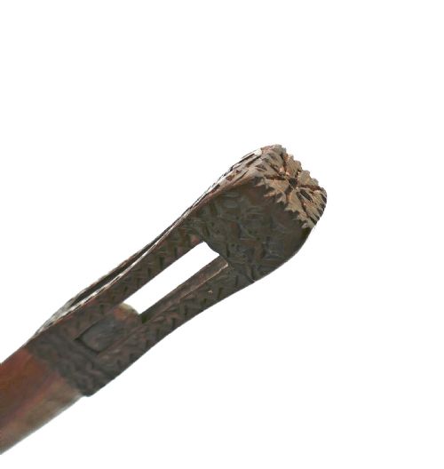 ANTIQUE TREEN 19THC FRUITWOOD CHIP CARVED PAGE TURNER ENGLISH WELSH DATED 1887 - ADDITIONAL PHOTO 3