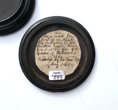 ANTIQUE 19THC TREEN FRUITWOOD SNUFF BOX WITH INTERESTING PROVENANCE ENGLISH DATED 1834 - ADDITIONAL PHOTO 1