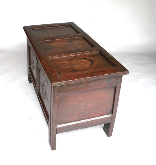 ANTIQUE EARLY FURNITURE 17THC OAK JOYNED PANELLED COFFER ENGLISH C164060 - ADDITIONAL PHOTO 5