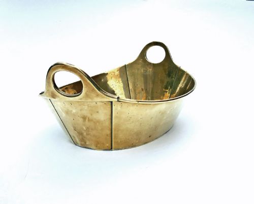 antique early metalware 19thc brass shaped two handled bowl english c185070 - CATEGORY: ANTIQUE METAL - DATED 19TH CENTURY