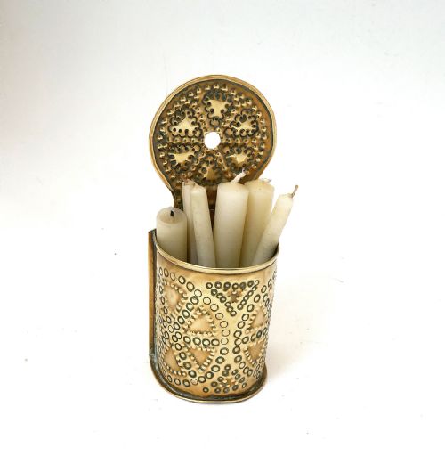 ANTIQUE METALWARE EARLY 19THC BRASS WALL TIDY CANDLE HOLDER DUTCH C180020 - ADDITIONAL PHOTO 3