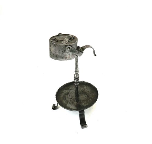 antique early lighting 18thc whale oil lamp of rare form german french c174060 - CATEGORY: ANTIQUE LIGHTING - DATED 18TH CENTURY
