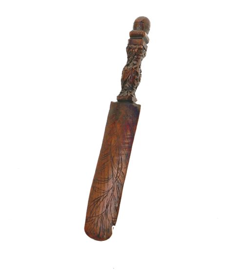 ANTIQUE TREEN 19THC FLORAL CARVED FRUITWOOD PAGE TURNER ENGLISH C184060 - ADDITIONAL PHOTO 1