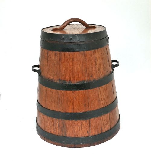 antique collectables 19thc dry storage staved lidded oak barrel english c186090 - CATEGORY: ANTIQUE MISCELLANEOUS - DATED 19TH CENTURY