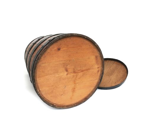 ANTIQUE COLLECTABLES 19THC DRY STORAGE STAVED LIDDED OAK BARREL ENGLISH C186090 - ADDITIONAL PHOTO 4
