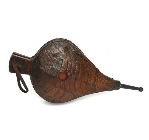 ANTIQUE COLLECTABLES 18THC ELM IRON HAND FIRE BELLOWS ENGLISH C177090 - ADDITIONAL PHOTO 1