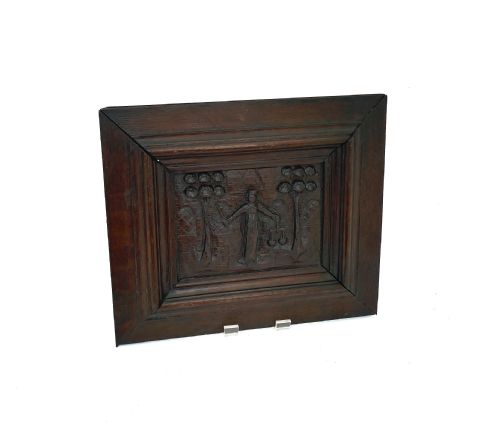 antique carving 17thc oak carved single panel of lady justice holding scales and a sword french c162040 - CATEGORY: ANTIQUE MISCELLANEOUS - DATED 17TH CENTURY