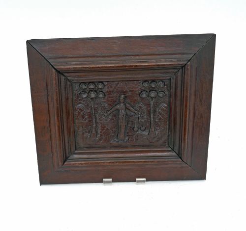 ANTIQUE CARVING 17THC OAK CARVED SINGLE PANEL OF LADY JUSTICE HOLDING SCALES AND A SWORD FRENCH C162040 - ADDITIONAL PHOTO 3