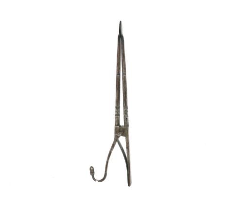 ANTIQUE EARLY METALWARE 18THC STEEL EMBER TONGS WITH ACORN KNOP AND PIPE TAMPER C177080 - ADDITIONAL PHOTO 3