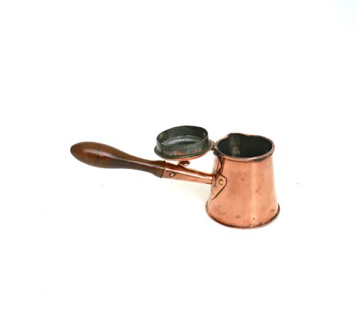 ANTIQUE EARLY METALWARE 18THC COPPER LIDDED MILK JUG WITH SIDE HANDLE - ADDITIONAL PHOTO 2
