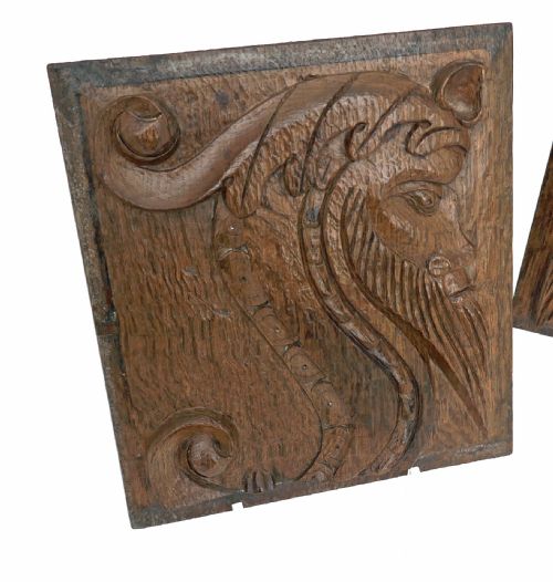 ANTIQUE PAIR OF 16THC OAK CARVINGS OF THE GREEN MAN FRENCH C157090 - ADDITIONAL PHOTO 1