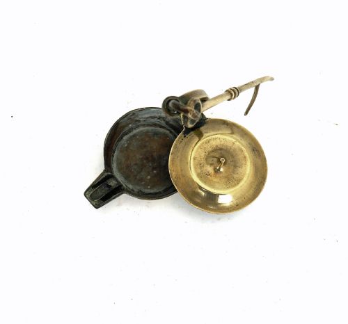 ANTIQUE EARLY METALWARE LIGHTING SINGLE 18THC BRASS BRONZE CRUSIE LAMP CONTINENTAL C177090 - ADDITIONAL PHOTO 1