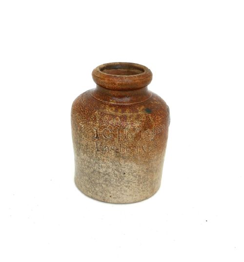 antique early pottery single 19thc saltglazed preserve jar ic hoffmann english c184060 - CATEGORY: ANTIQUE CERAMICS - DATED 19TH CENTURY