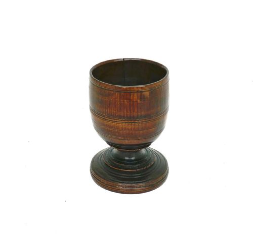ANTIQUE EARLY TREEN 18THC 19THC TURNED FRUITWOOD GOBLET ENGLISH C1780C1820 - ADDITIONAL PHOTO 3