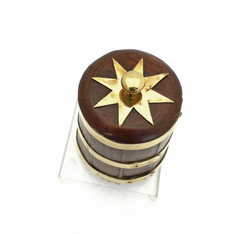 ANTIQUE TREEN 19THC FRUITWOOD COOPERED BRASS BOUND CADDY SCOTTISH C184060 - ADDITIONAL PHOTO 2