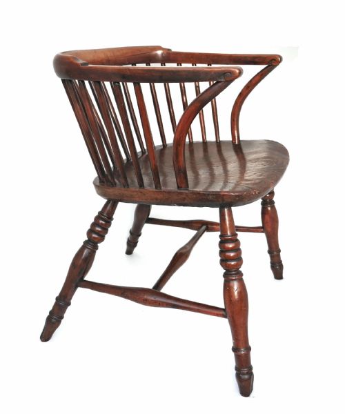 ANTIQUE COUNTRY FURNITURE 19THC YEW ELM WINDSOR LOWBACK CHAIR ENGLISH C184060 - ADDITIONAL PHOTO 2
