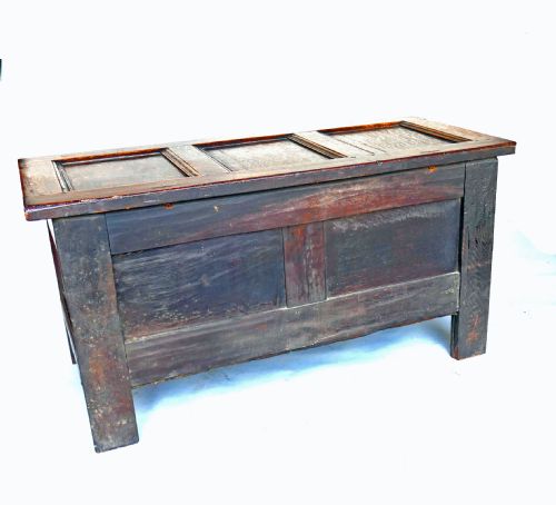 ANTIQUE EARLY OAK FURNITURE 17THC JOYNED PANELLED COFFER ENGLISH C164060 - ADDITIONAL PHOTO 7