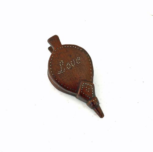 antique early treen 19thc mahogany brass decorated bellows snuff english c184060 - CATEGORY: ANTIQUE BOXES - DATED 19TH CENTURY