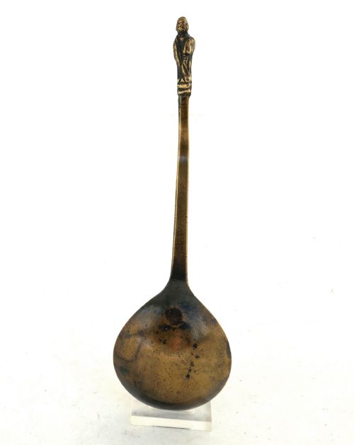 ANTIQUE EARLY METALWARE 16THC LATTEN APOSTLE SINGLE SPOON WITH UNUSUAL SPOON MAKERS MARK ENGLISH C156080 - ADDITIONAL PHOTO 3