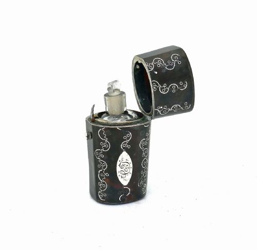 ANTIQUE COLLECTABLES 19THC REGENCY TORTOISESHELL SILVER SCENT BOTTLE INITIALLED CJ ENGLISH C180020