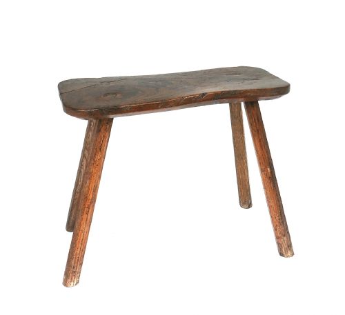 antique country furniture 18thc ash elm four legged large stool english c176080 - CATEGORY: ANTIQUE STOOLS - DATED 18TH CENTURY