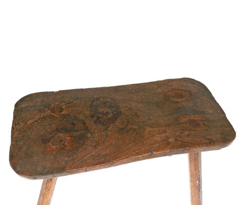 ANTIQUE COUNTRY FURNITURE 18THC ASH ELM FOUR LEGGED LARGE STOOL ENGLISH C176080 - ADDITIONAL PHOTO 1