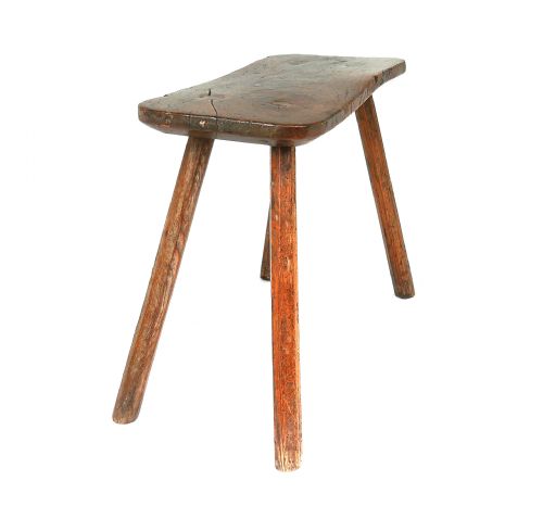 ANTIQUE COUNTRY FURNITURE 18THC ASH ELM FOUR LEGGED LARGE STOOL ENGLISH C176080 - ADDITIONAL PHOTO 3