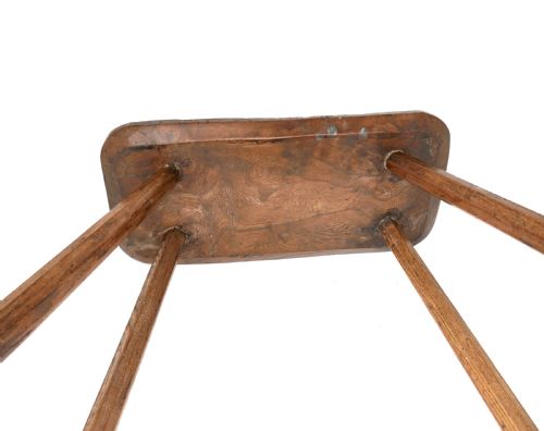 ANTIQUE COUNTRY FURNITURE 18THC ASH ELM FOUR LEGGED LARGE STOOL ENGLISH C176080 - ADDITIONAL PHOTO 4