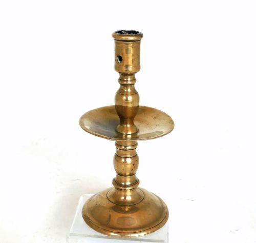antique early lighting 16thc brass single heemskerk candlestick dutch c155070 - CATEGORY: ANTIQUE LIGHTING - DATED 16TH CENTURY