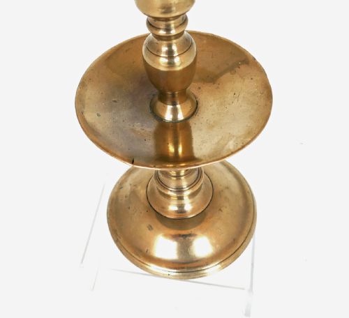 ANTIQUE EARLY LIGHTING 16THC BRASS SINGLE HEEMSKERK CANDLESTICK DUTCH C155070 - ADDITIONAL PHOTO 1