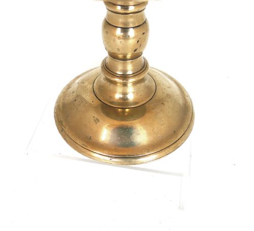 ANTIQUE EARLY LIGHTING 16THC BRASS SINGLE HEEMSKERK CANDLESTICK DUTCH C155070 - ADDITIONAL PHOTO 2