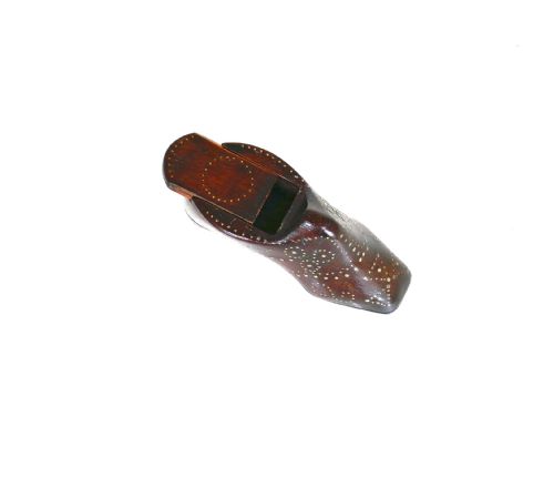 ANTIQUE TREEN 19THC MAHOGANY SHOE CLOG SNUFF BOX WITH BRASS PIQUET DECORATION DUTCH C184060 - ADDITIONAL PHOTO 1