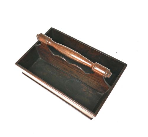 ANTIQUE KITCHENALIA 18THC FRUITWOOD PINE SHAPED HANDLE CUTLERY BOX ENGLISH C177080 - ADDITIONAL PHOTO 1