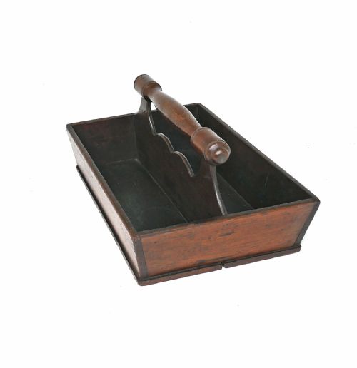 ANTIQUE KITCHENALIA 18THC FRUITWOOD PINE SHAPED HANDLE CUTLERY BOX ENGLISH C177080 - ADDITIONAL PHOTO 3