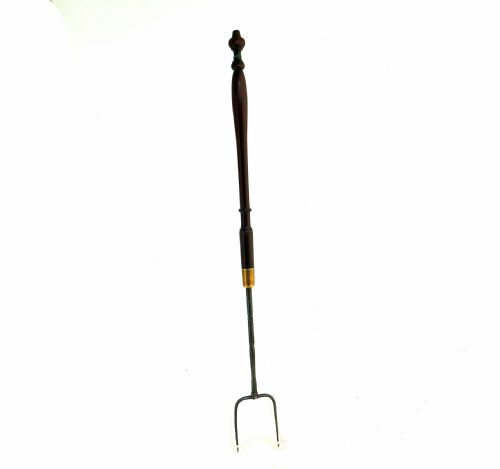 antique early metalware 18thc fruitwood steel flesh fork english c176080 - CATEGORY: ANTIQUE METAL - DATED 18TH CENTURY