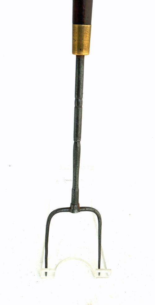ANTIQUE EARLY METALWARE 18THC FRUITWOOD STEEL FLESH FORK ENGLISH C176080 - ADDITIONAL PHOTO 1